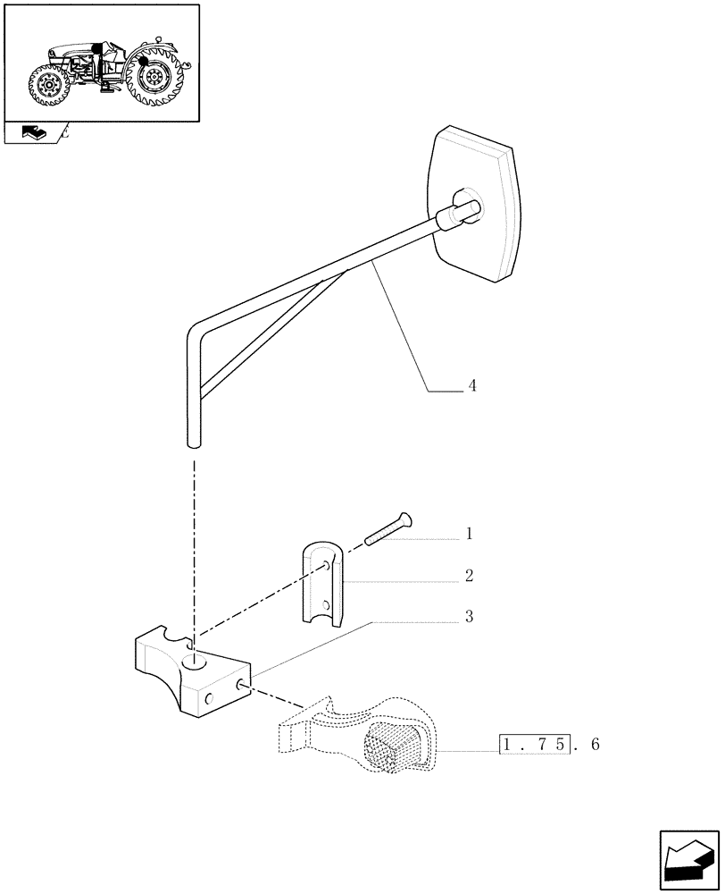 Схема запчастей Case IH FARMALL 65C - (1.92.872) - REAR VIEW MIRROR - L/CAB (VAR.330885-331878) (10) - OPERATORS PLATFORM/CAB