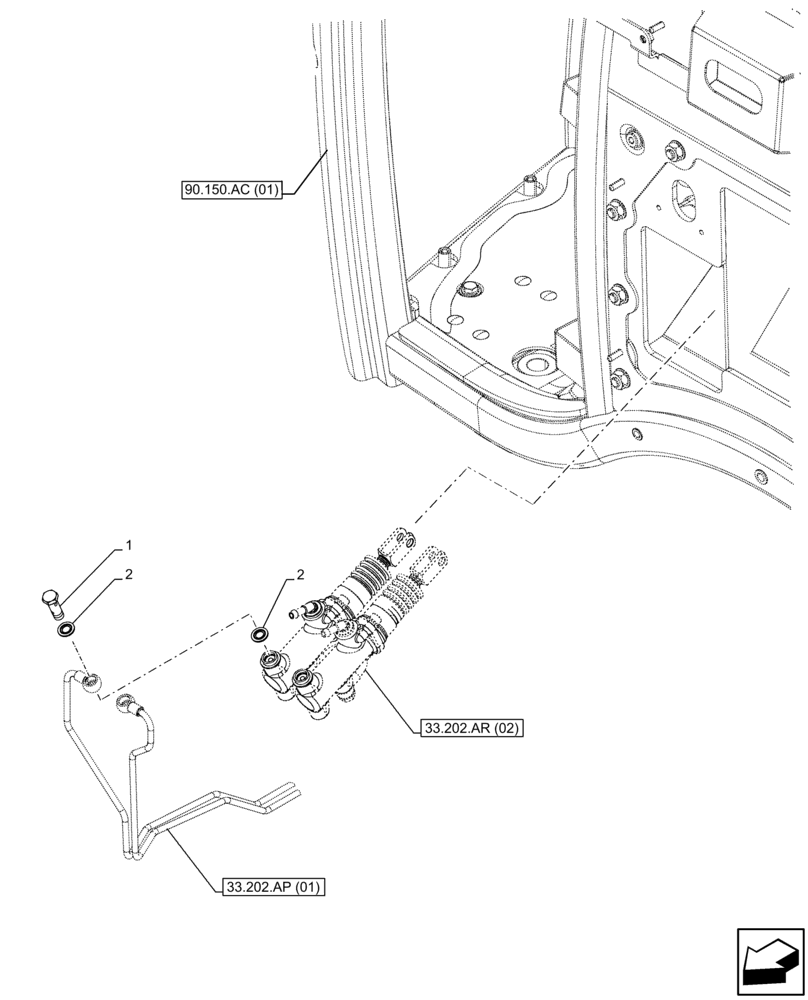 Схема запчастей Case IH FARMALL 120C - (33.202.AR[01]) - VAR - 330581, 337323, 390328, 743559, 743560, 744580, 744581, 744990 - BRAKE CYLINDER (33) - BRAKES & CONTROLS