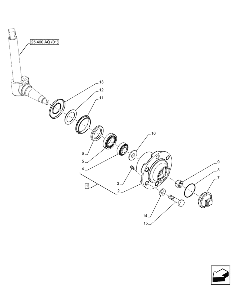 Схема запчастей Case IH FARMALL 100C - (25.400.AH[01]) - VAR - 330581 - FRONT AXLE, HUB, 2WD (25) - FRONT AXLE SYSTEM