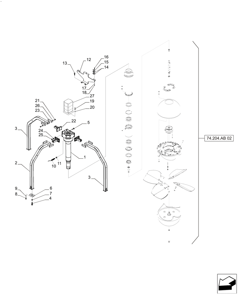 Схема запчастей Case IH A8000 - (74.204.AB[01]) - PRIMARY EXTRACTOR, FAN (74) - CLEANING