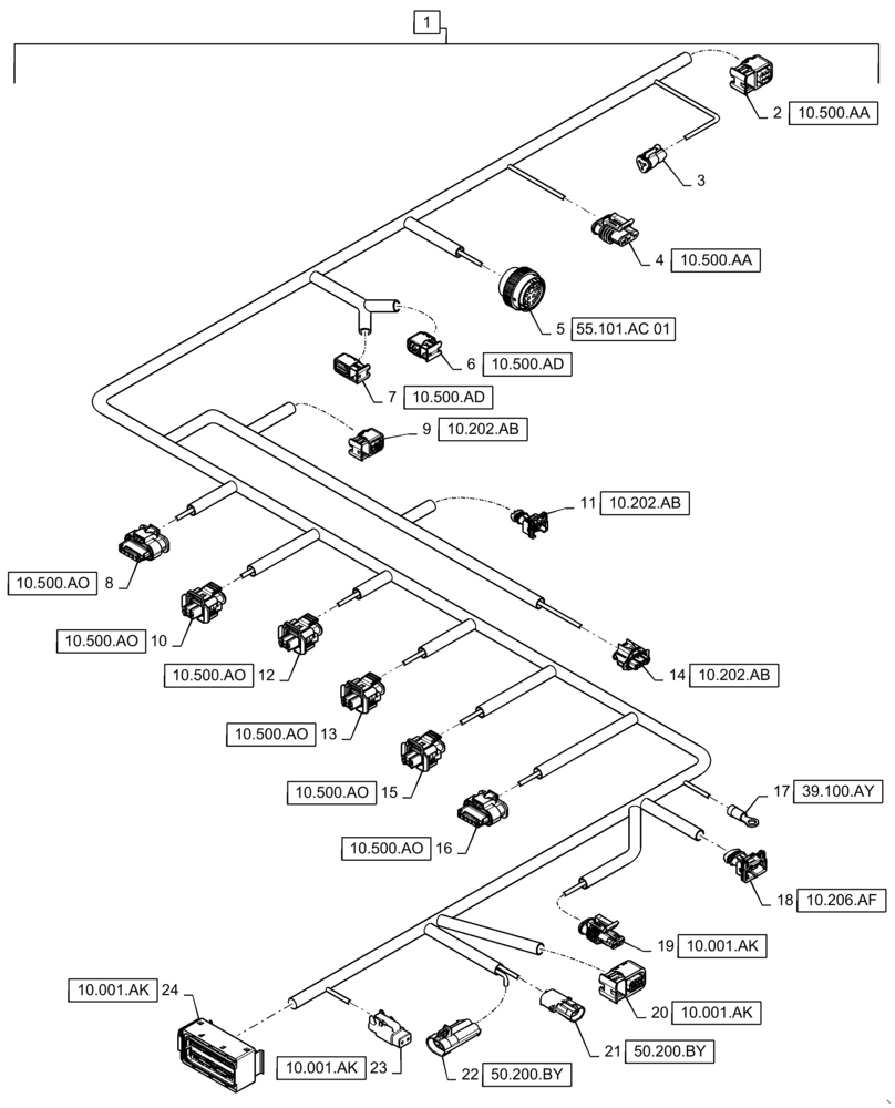 Схема запчастей Case IH WD1504 - (55.015.AB) - ENGINE WIRE HARNESS & CONNECTOR (55) - ELECTRICAL SYSTEMS