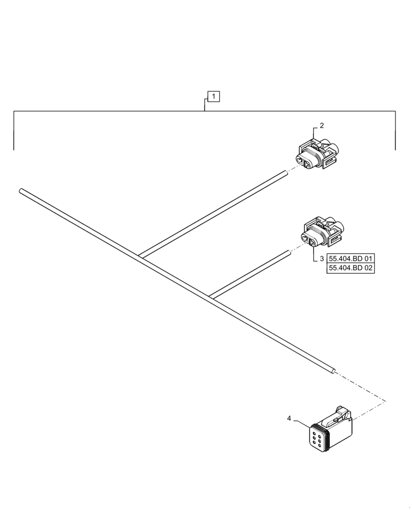 Схема запчастей Case IH WD1504 - (55.101.AC[01]) - WIRE HARNESS & CONNECTOR, DRAPER, FD4 (CONT,) (55) - ELECTRICAL SYSTEMS