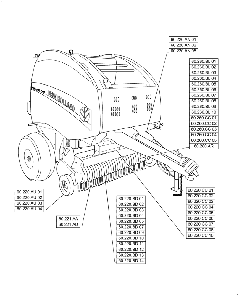 Схема запчастей Case IH RB455 - (60.000.00) - PICTORIAL INDEX - PRODUCT FEEDING (60) - PRODUCT FEEDING