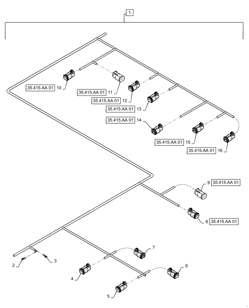 Схема запчастей Case IH WD1504 - (55.101.AC[05]) - WIRE HARNESS & CONNECTOR, DRAPER, FD4 (CONT,) (55) - ELECTRICAL SYSTEMS