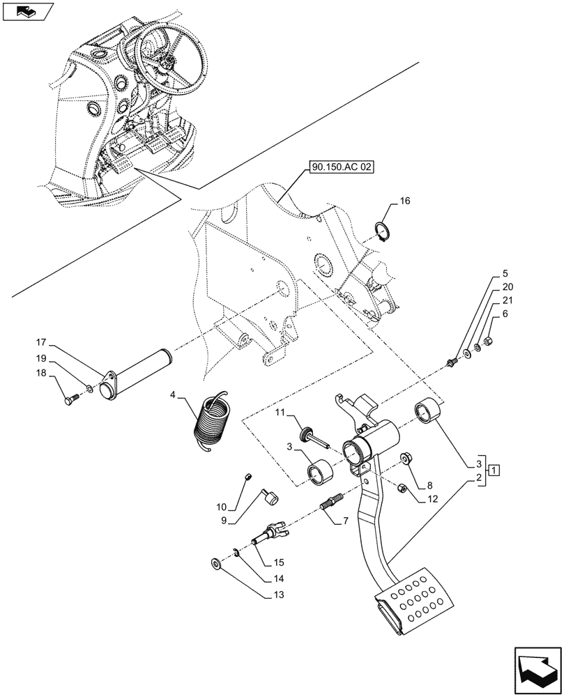 Схема запчастей Case IH FARMALL 115U - (18.100.AF[01A]) - STD + VAR - 336606, 391606 - CLUTCH PEDAL - BEGIN YR 03-MAY-2014 (18) - CLUTCH