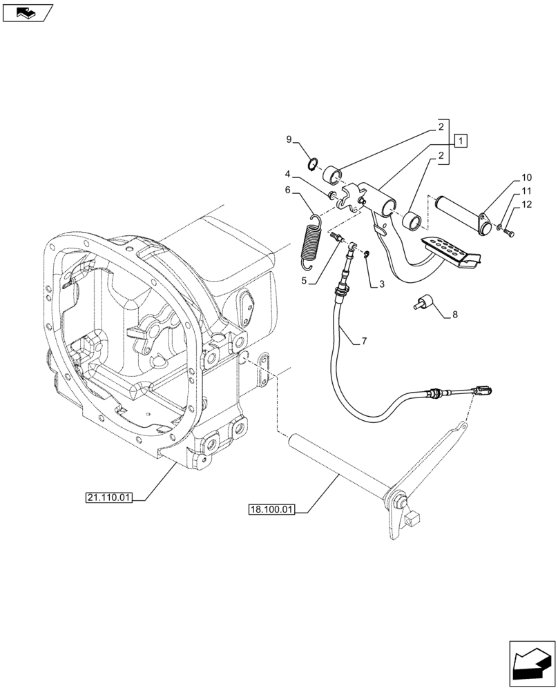 Схема запчастей Case IH FARMALL 65C - (18.100.0301[01A]) - POWER SHUTTLE TRANSMISSION - CLUTCH PEDAL (VAR.330274-330276) - BEGIN YR 24-JUN-2014 (18) - CLUTCH