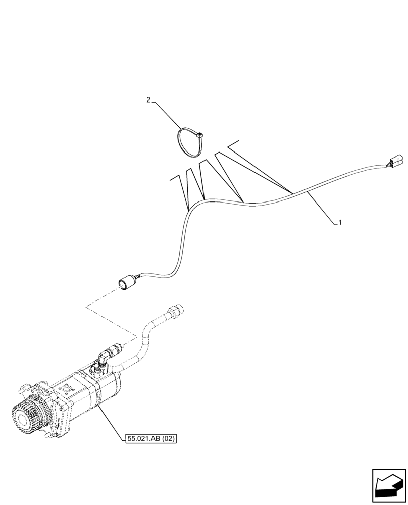 Схема запчастей Case IH FARMALL 120C - (55.021.AB[03]) - VAR - 330581, 390328, 743559 - TRANSMISSION, PRESSURE SWITCH, W/O CAB (55) - ELECTRICAL SYSTEMS