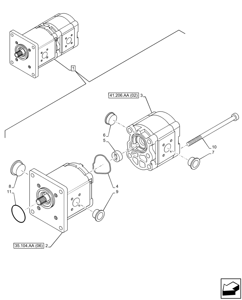 Схема запчастей Case IH FARMALL 90C - (35.104.AA[05]) - VAR - 743563 - HYDRAULIC PUMP, COMPONENTS (19 CC / 11 CC) (35) - HYDRAULIC SYSTEMS