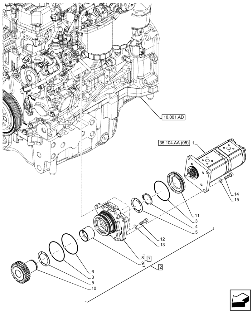 Схема запчастей Case IH FARMALL 110C - (35.104.AA[04]) - VAR - 743563 - HYDRAULIC PUMP (35) - HYDRAULIC SYSTEMS