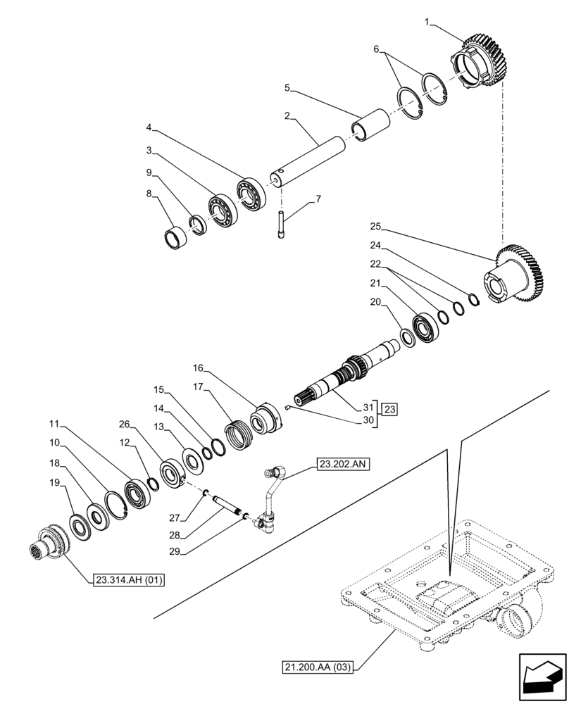 Схема запчастей Case IH FARMALL 100C - (23.202.AI) - VAR - 337323, 743560, 744580, 744581, 744990 - GEAR, W/ ELECTROHYDRAULIC ENGAGEMENT, 4WD (23) - FOUR WHEEL DRIVE SYSTEM