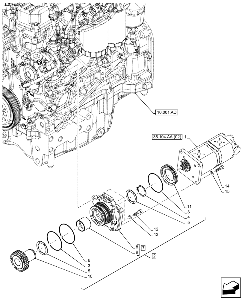 Схема запчастей Case IH FARMALL 110C - (35.104.AA[01]) - VAR - 743524 - HYDRAULIC PUMP (35) - HYDRAULIC SYSTEMS