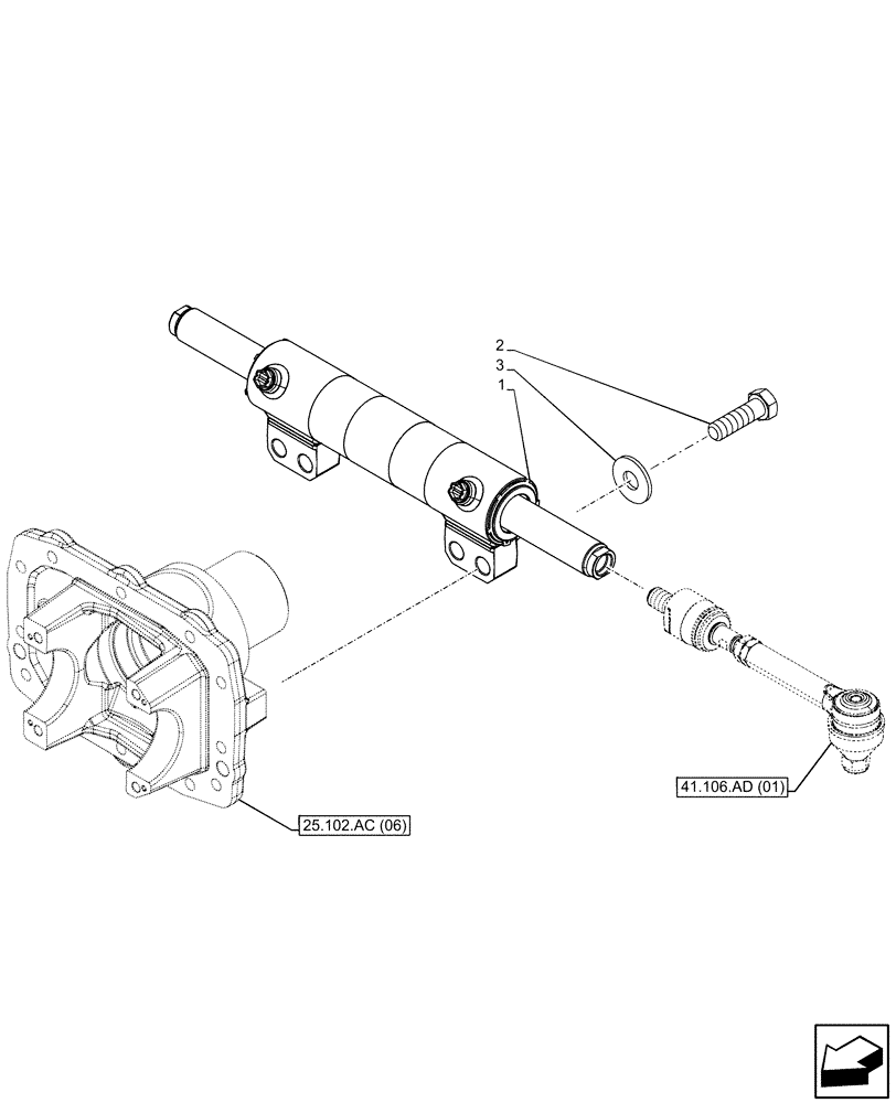 Схема запчастей Case IH FARMALL 100C - (41.216.AN[02]) - VAR - 337323, 744581 - FRONT AXLE, STEERING CYLINDER, 4WD, HEAVY DUTY (41) - STEERING