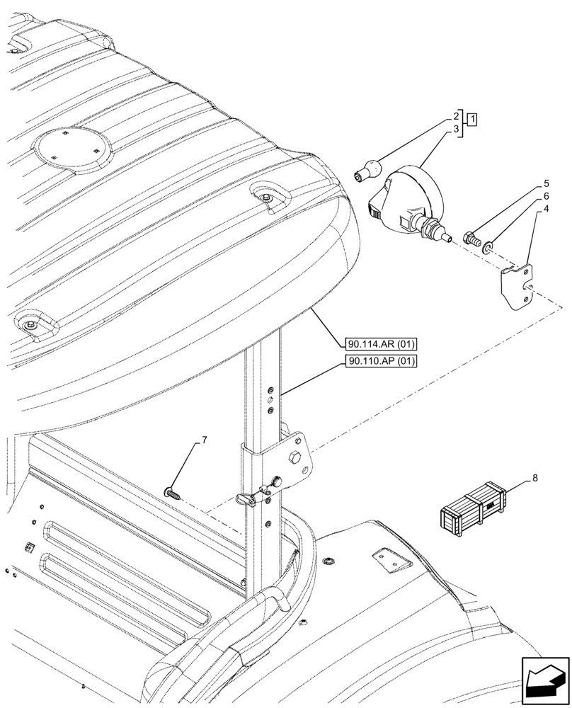 Схема запчастей Case IH FARMALL 110C - (55.404.BS[04]) - VAR - 743580, 743581 - WORK LIGHT, W/O CAB (55) - ELECTRICAL SYSTEMS