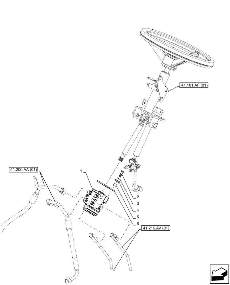 Схема запчастей Case IH FARMALL 100C - (41.200.CA[01]) - VAR - 330581 - STEERING VALVE, SHUTTLE, 2WD (41) - STEERING