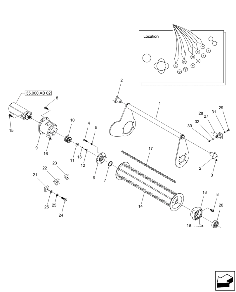 Схема запчастей Case IH A8000 - (60.390.AA[01]) - TOP ROLLERS (A, C1, C2 AND D) (60) - PRODUCT FEEDING