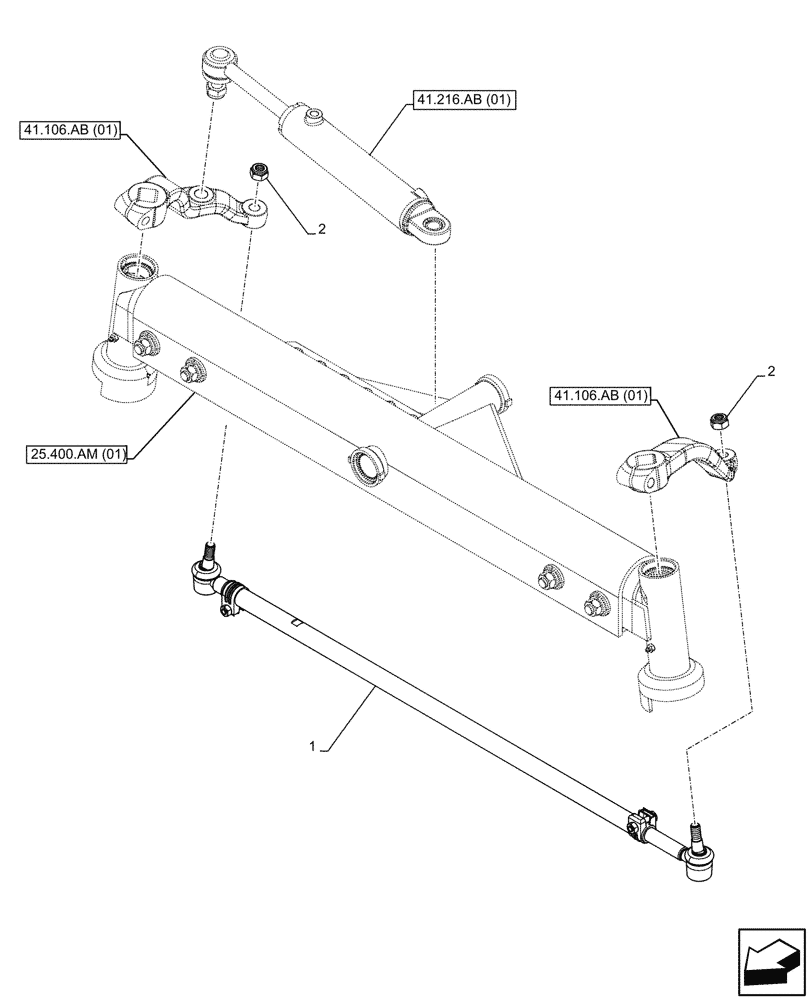 Схема запчастей Case IH FARMALL 110C - (41.106.AC[01]) - VAR - 330581 - FRONT AXLE, ADJUSTMENT ROD, 2WD (41) - STEERING