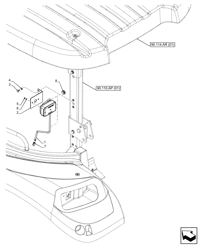 Схема запчастей Case IH FARMALL 90C - (55.404.BS[02]) - VAR - 743580, 743581 - WORK LIGHT, W/O CAB (55) - ELECTRICAL SYSTEMS