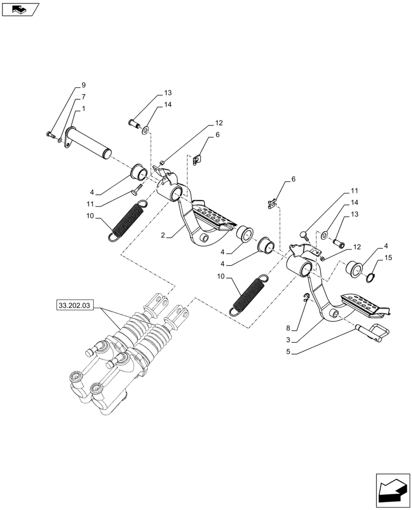 Схема запчастей Case IH FARMALL 65C - (33.202.04[01A]) - BRAKE PEDALS - BEGIN YR 24-JUN-2014 (33) - BRAKES & CONTROLS