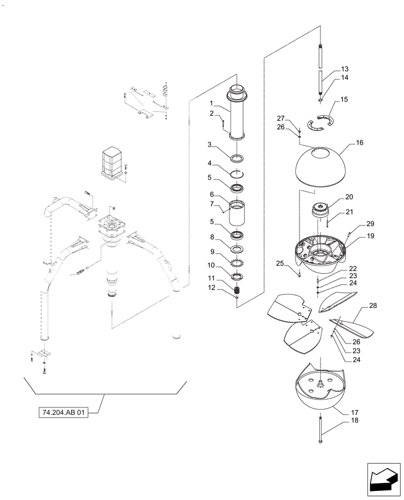 Схема запчастей Case IH A8800 - (74.204.AB[02]) - PRIMARY EXTRACTOR FAN (74) - CLEANING