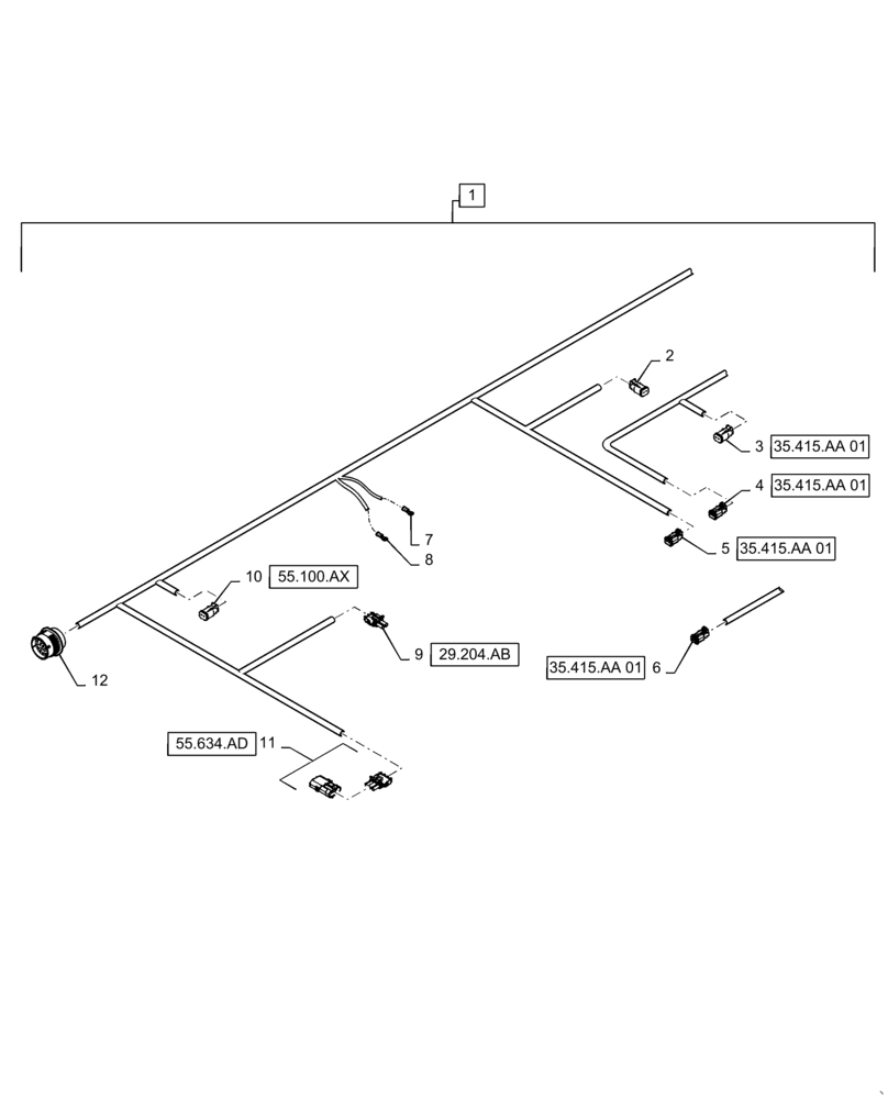 Схема запчастей Case IH WD2104 - (55.101.AC[05]) - WIRE HARNESS & CONNECTOR, NON-DRAPER, FM6 (CONT,) (55) - ELECTRICAL SYSTEMS