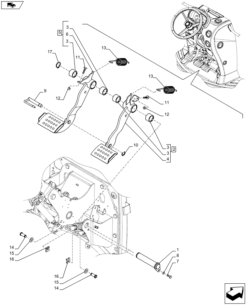 Схема запчастей Case IH FARMALL 105U - (33.202.BN[01A]) - STD + VAR - 336606, 391606 - BRAKE PACKAGE, PEDAL - BEGIN YR 03-MAY-2014 (33) - BRAKES & CONTROLS