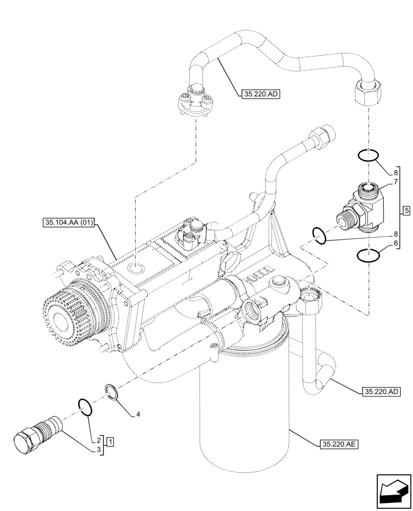 Схема запчастей Case IH FARMALL 100C - (35.204.AY) - VAR - 330581, 337323, 390328, 743559, 743560, 744580, 744581, 744990 - PRESSURE RELIEF VALVE (35) - HYDRAULIC SYSTEMS