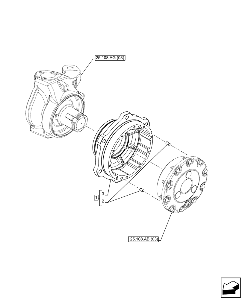 Схема запчастей Case IH FARMALL 100C - (25.108.AN[04]) - VAR - 337323 - FRONT AXLE, STEERING KNUCKLE, HUB, W/ ELECTROHYDRAULIC ENGAGEMENT, 4WD, HEAVY DUTY, HI-LO (25) - FRONT AXLE SYSTEM