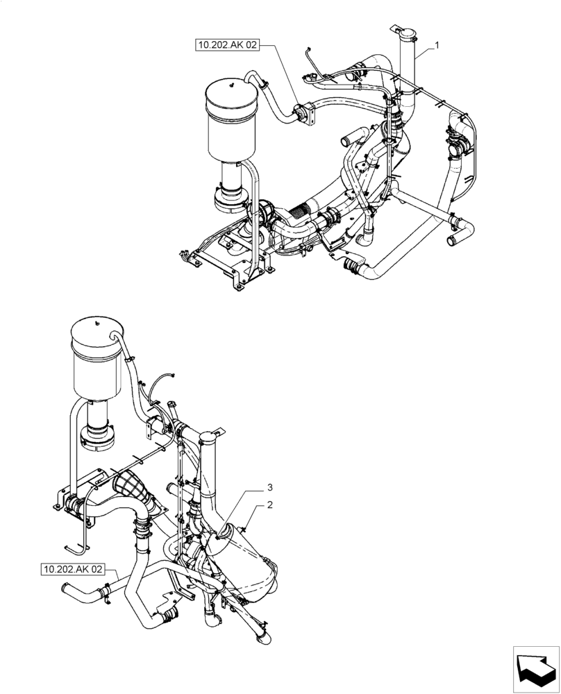 Схема запчастей Case IH A8800 - (10.254.AI[05]) - DC-9 MOTOR, EXHAUST SYSTEM W/ MUFFLER (10) - ENGINE