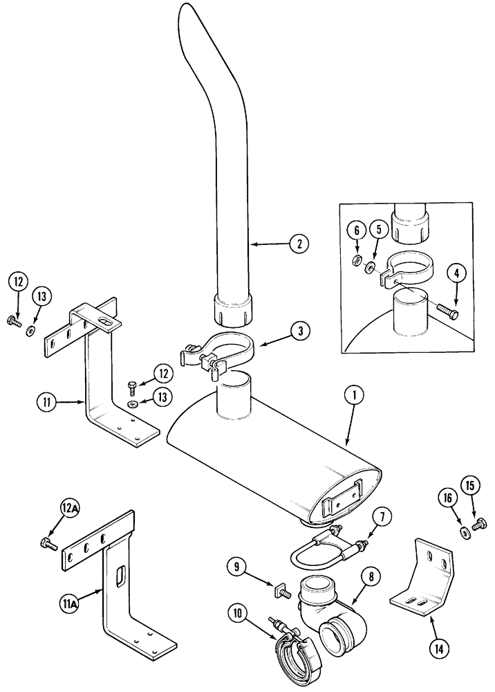 Схема запчастей Case IH 5120 - (2-08) - EXHAUST SYSTEM, VERTICAL (02) - ENGINE