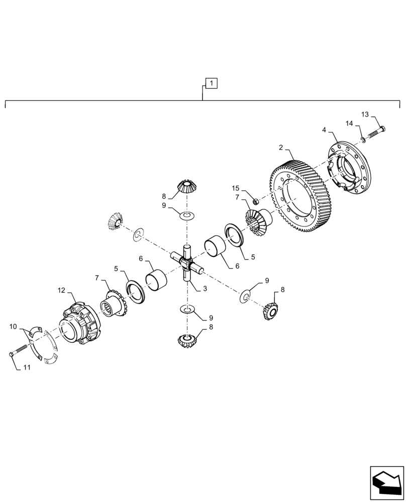 Схема запчастей Case IH 7240 - (21.182.AF[04]) - VAR - 722775 - DIFFERENTIAL, STANDARD NON-LOCKING 20/61 RATIO (21) - TRANSMISSION