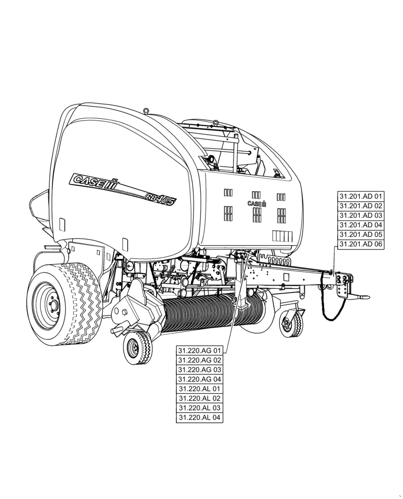 Схема запчастей Case IH RB465 - (31.000.00) - PICTORIAL INDEX - IMPLEMENT POWER TAKE-OFF (31) - IMPLEMENT POWER TAKE OFF