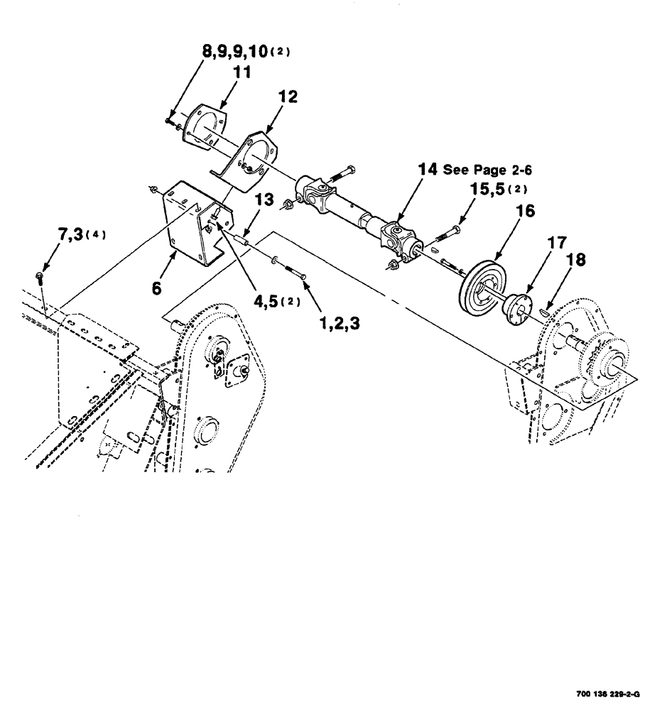 Схема запчастей Case IH 525 - (02-004) - MAIN DRIVE ASSEMBLY (14 FOOT) (58) - ATTACHMENTS/HEADERS