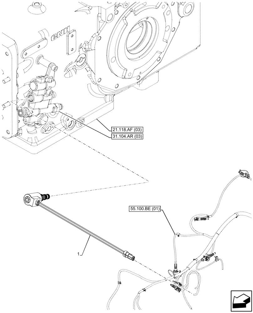 Схема запчастей Case IH FARMALL 110C - (55.048.AK[02]) - VAR - 744580, 744581, 744990 - PTO, CONTROL, SOLENOID, 4WD (55) - ELECTRICAL SYSTEMS