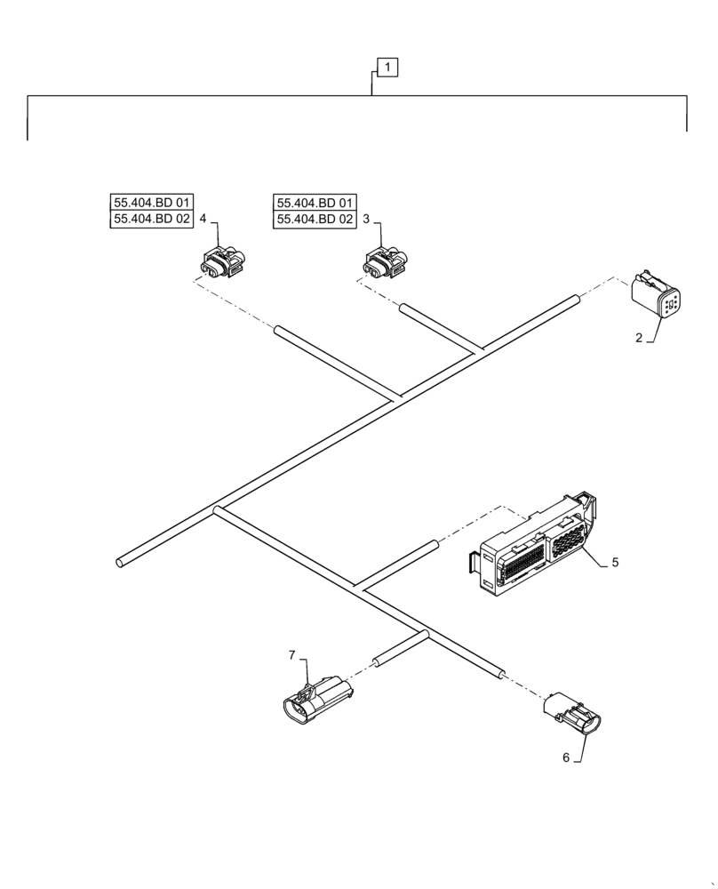 Схема запчастей Case IH WD2304 - (55.101.AC[01]) - WIRE HARNESS & CONNECTOR, NON-DRAPER, FM6 (55) - ELECTRICAL SYSTEMS