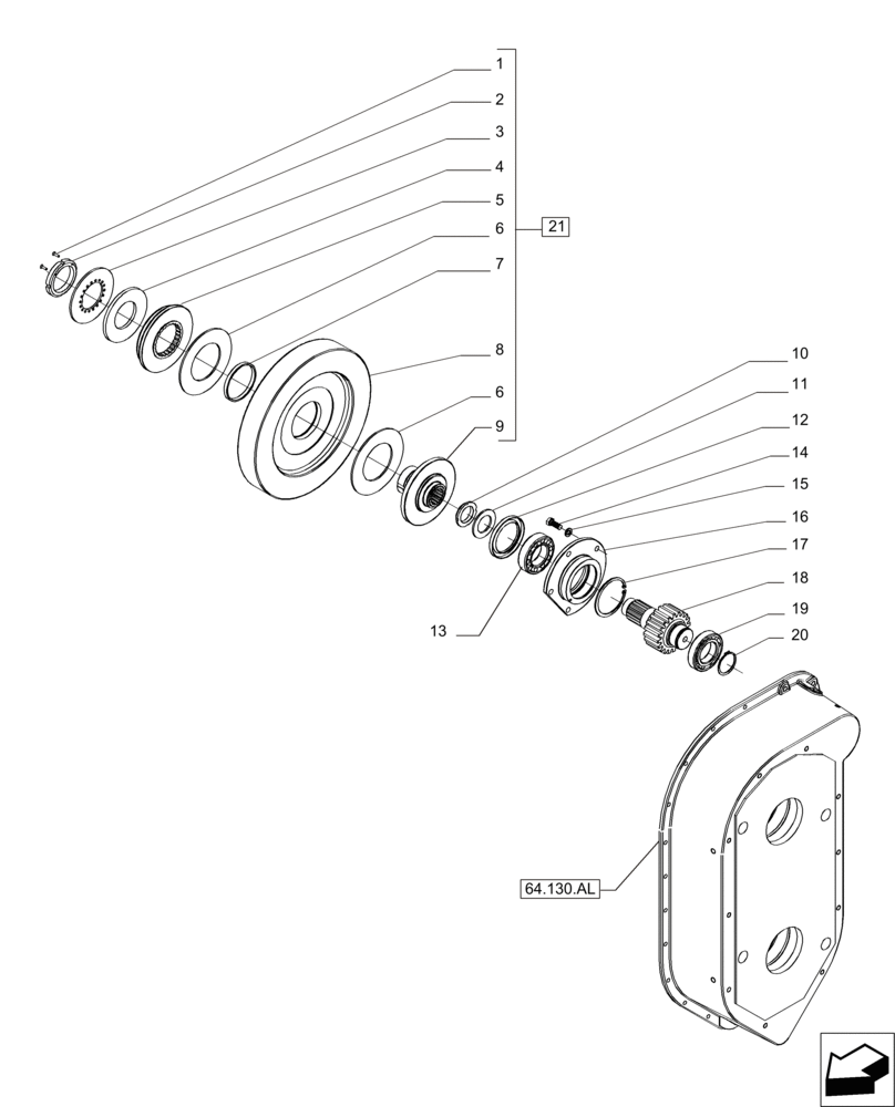 Схема запчастей Case IH A8000 - (64.160.BW[01]) - CHOPPER FLYWHEEL AND GEARBOX (64) - CHOPPING