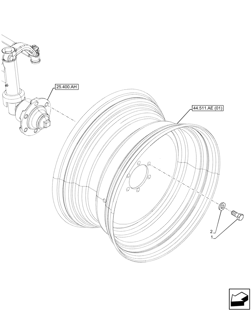 Схема запчастей Case IH FARMALL 120C - (25.108.AN[06]) - VAR - 337323, 390328, 743559, 743560, 744580, 744581, 744990 - FRONT AXLE, WHEEL BOLT, 2WD (25) - FRONT AXLE SYSTEM