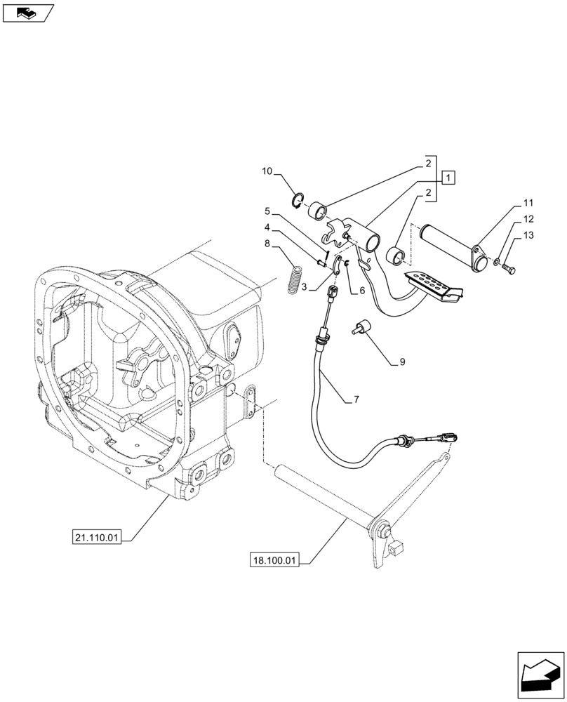 Схема запчастей Case IH FARMALL 75C - (18.100.03[01A]) - CLUTCH PEDAL - BEGIN YR 24-JUN-2014 (18) - CLUTCH