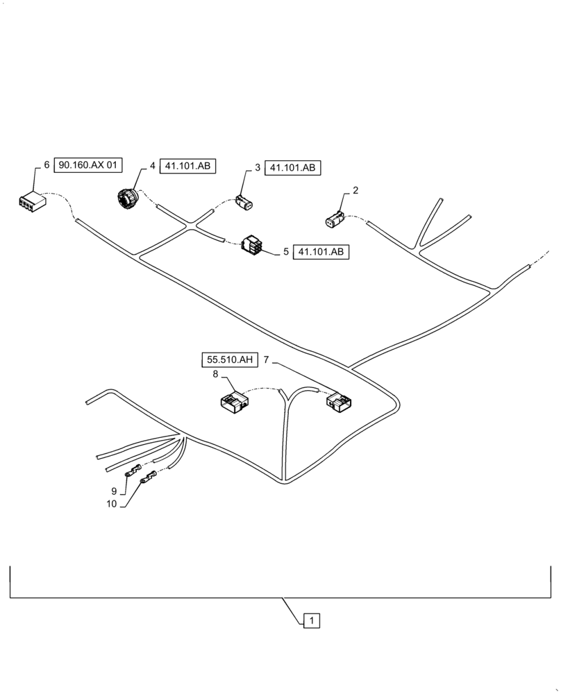 Схема запчастей Case IH WD2104 - (55.100.DP[03]) - WIRE HARNESS & CONNECTOR, NON-DRAPER, CM6 (CONT.) (55) - ELECTRICAL SYSTEMS