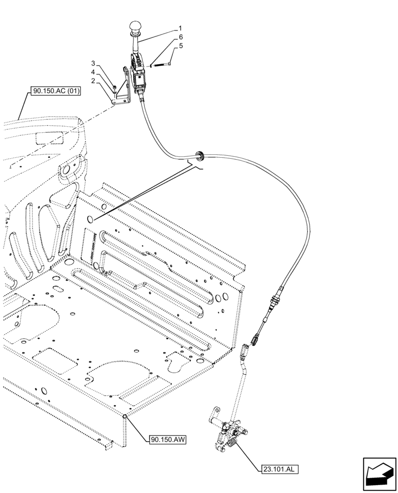 Схема запчастей Case IH FARMALL 110C - (21.160.AI[01]) - VAR - 340110, 340111, 340112, 340113 - CREEPER, CONTROL LEVER, CAB (21) - TRANSMISSION