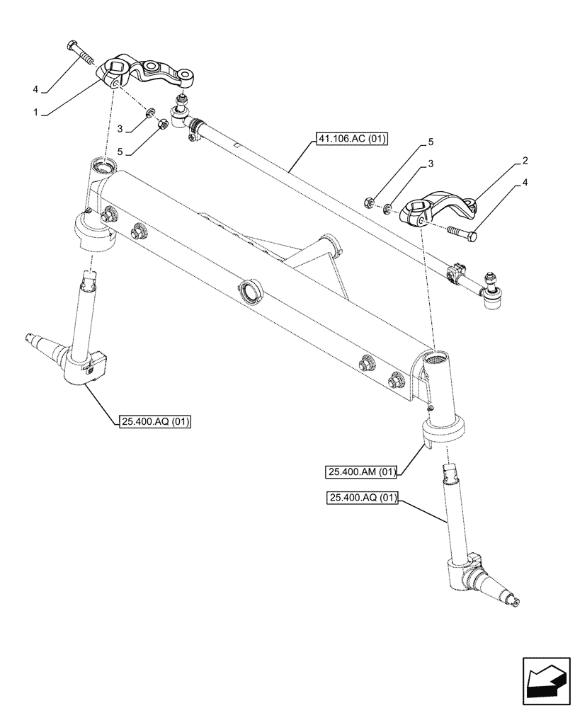 Схема запчастей Case IH FARMALL 110C - (41.106.AB[01]) - VAR - 330581 - FRONT AXLE, PITMAN, 2WD (41) - STEERING