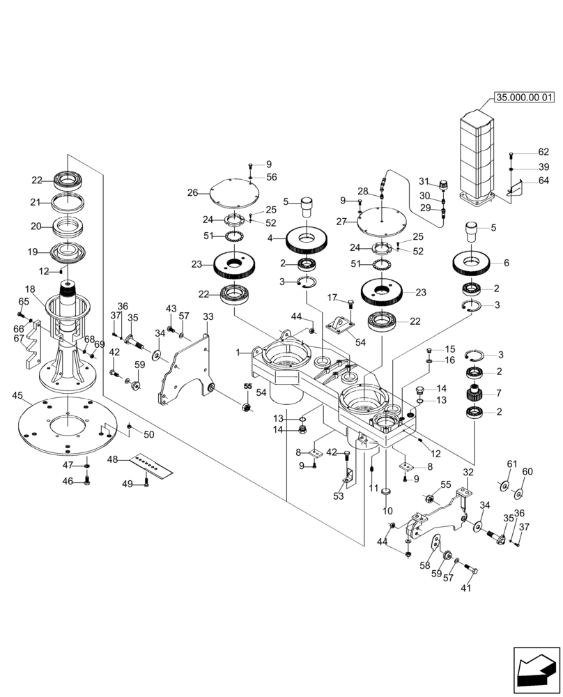 Схема запчастей Case IH A8000 - (60.370.AA[01]) - BASECUTTER GEARBOX (60) - PRODUCT FEEDING