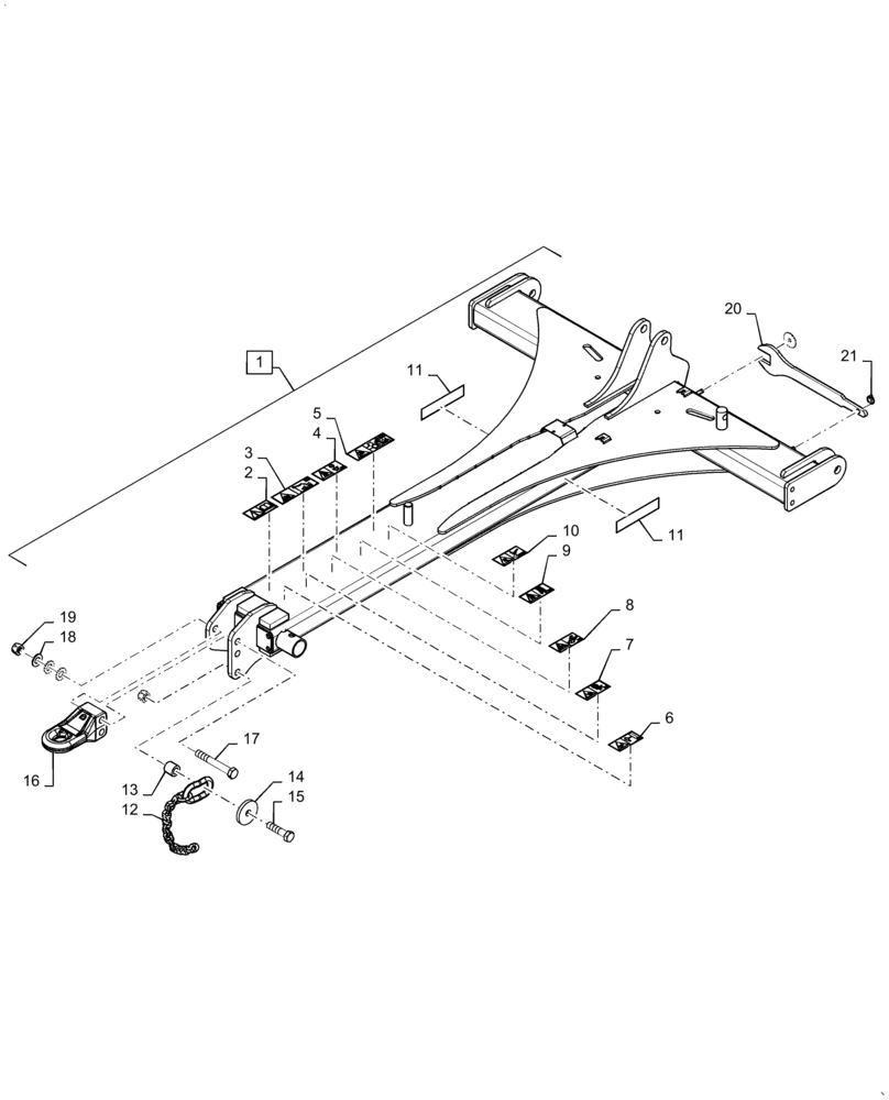 Схема запчастей Case IH TRUE-TANDEM 345 - (37.100.AA[05]) - FRAME ASSY, HITCH, SM, 4X12, WTD, CAT 3 (37) - HITCHES, DRAWBARS & IMPLEMENT COUPLINGS