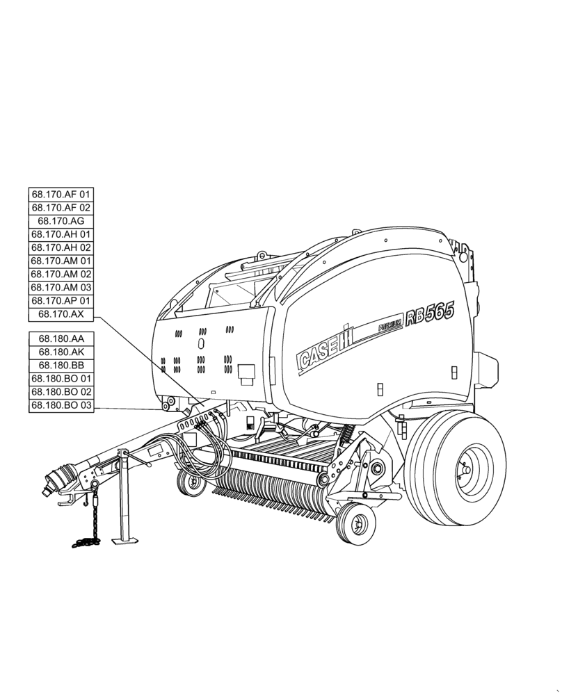 Схема запчастей Case IH RB565 - (68.000.00) - PICTORIAL INDEX - TYING / WRAPPING (68) - TYING/WRAPPING