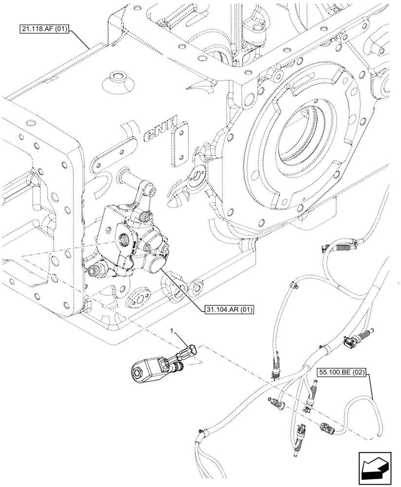 Схема запчастей Case IH FARMALL 120C - (55.048.AK[01]) - VAR - 330581, 390328, 743559 - PTO, CONTROL, SOLENOID (55) - ELECTRICAL SYSTEMS