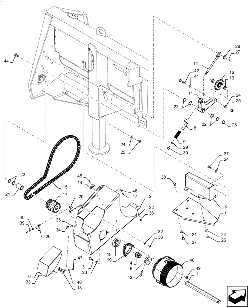 Схема запчастей Case IH 4406-36 - (58.100.AH[02]) - DRIVE, HEADER, ASSY, REAR (58) - ATTACHMENTS/HEADERS