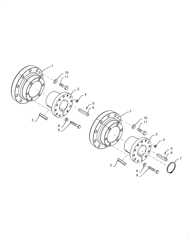 Схема запчастей Case IH MAGNUM 340 - (44.520.AB[08]) - WHEEL HUB, REAR, 5-INCH AXLE, NA, DUAL WITH 520, 620, 650, 710, OR 800 SECTION TIRES (44) - WHEELS