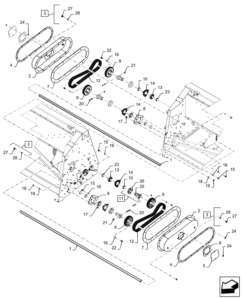 Схема запчастей Case IH 4408-30 - (58.100.AH[01]) - DRIVE, HEADER, ASSY, FRONT, BSN YGH632232 (58) - ATTACHMENTS/HEADERS