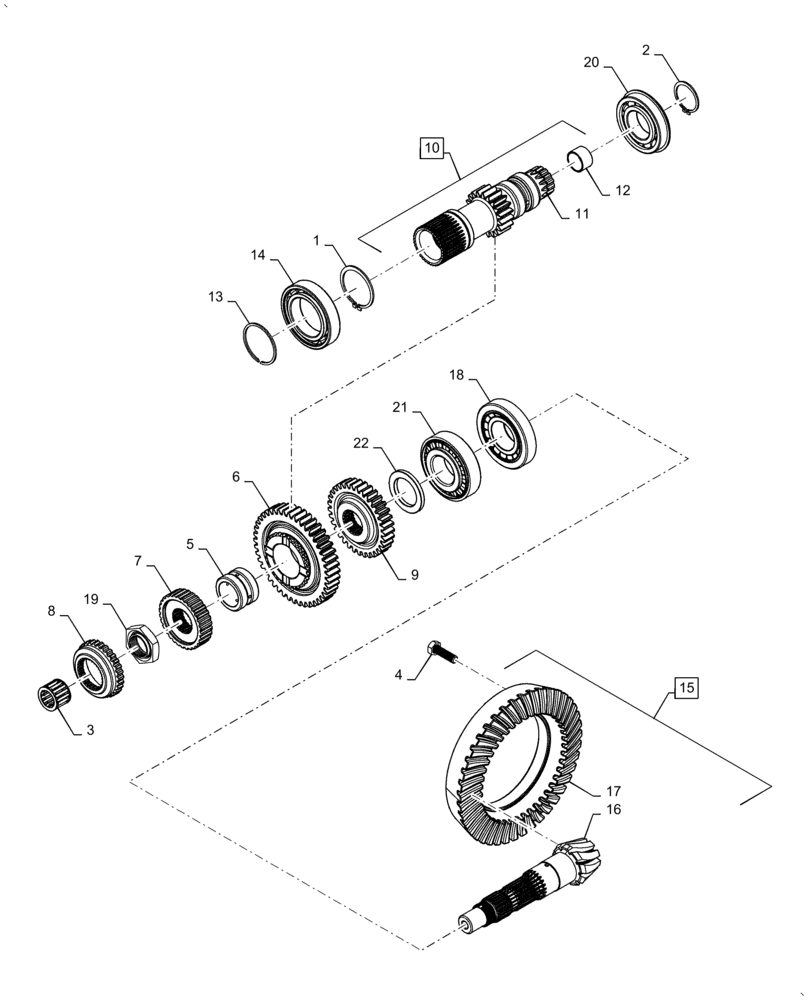 Схема запчастей Case IH FARMALL 60A - (21.168.AI[01]) - HI-LO TRANSMISSION GEARS & SHAFT, BEARING (21) - TRANSMISSION