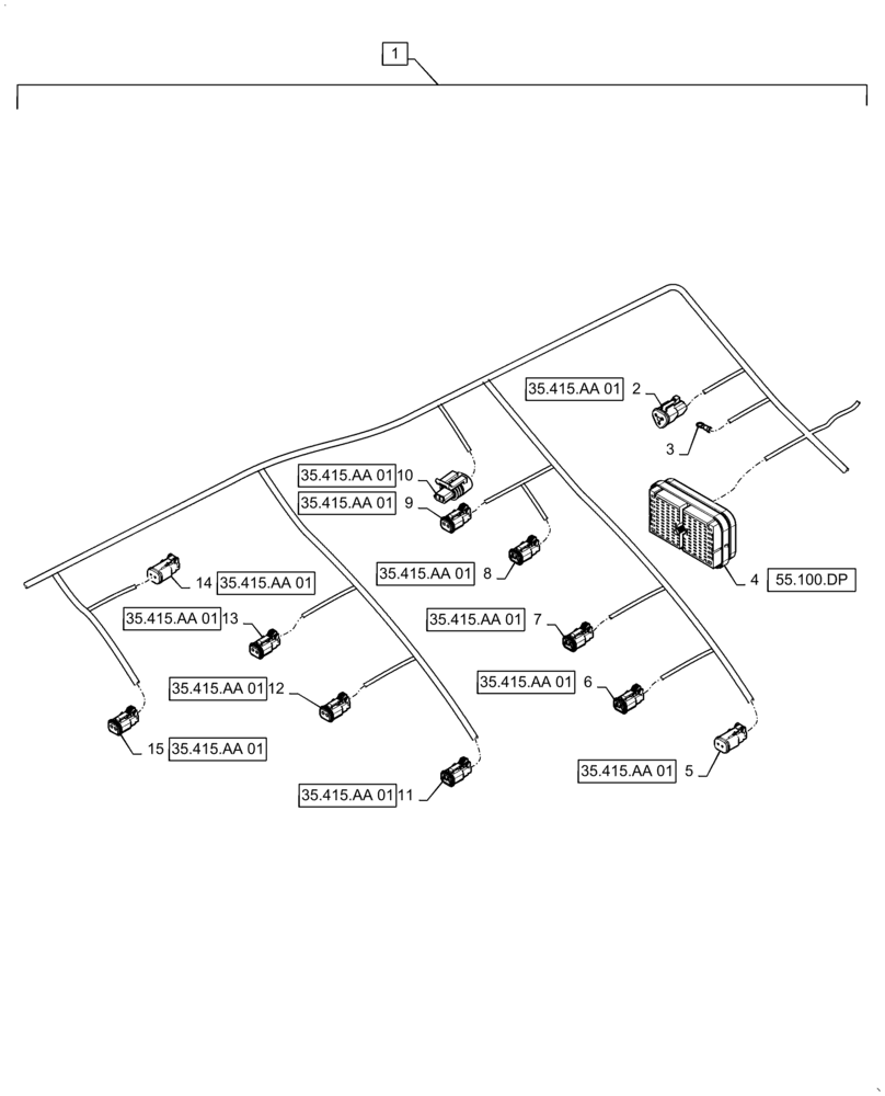 Схема запчастей Case IH WD1204 - (55.101.AC[04]) - WIRE HARNESS & CONNECTOR, NON-DRAPER, FM4 (CONT,) (55) - ELECTRICAL SYSTEMS