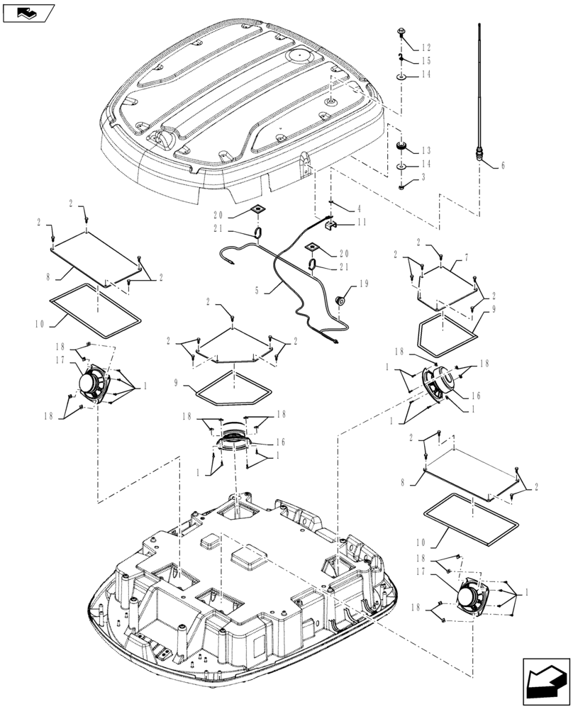 Схема запчастей Case IH TITAN 4540 - (55.512.AA[01]) - SPEAKERS AND ANTENNA (55) - ELECTRICAL SYSTEMS